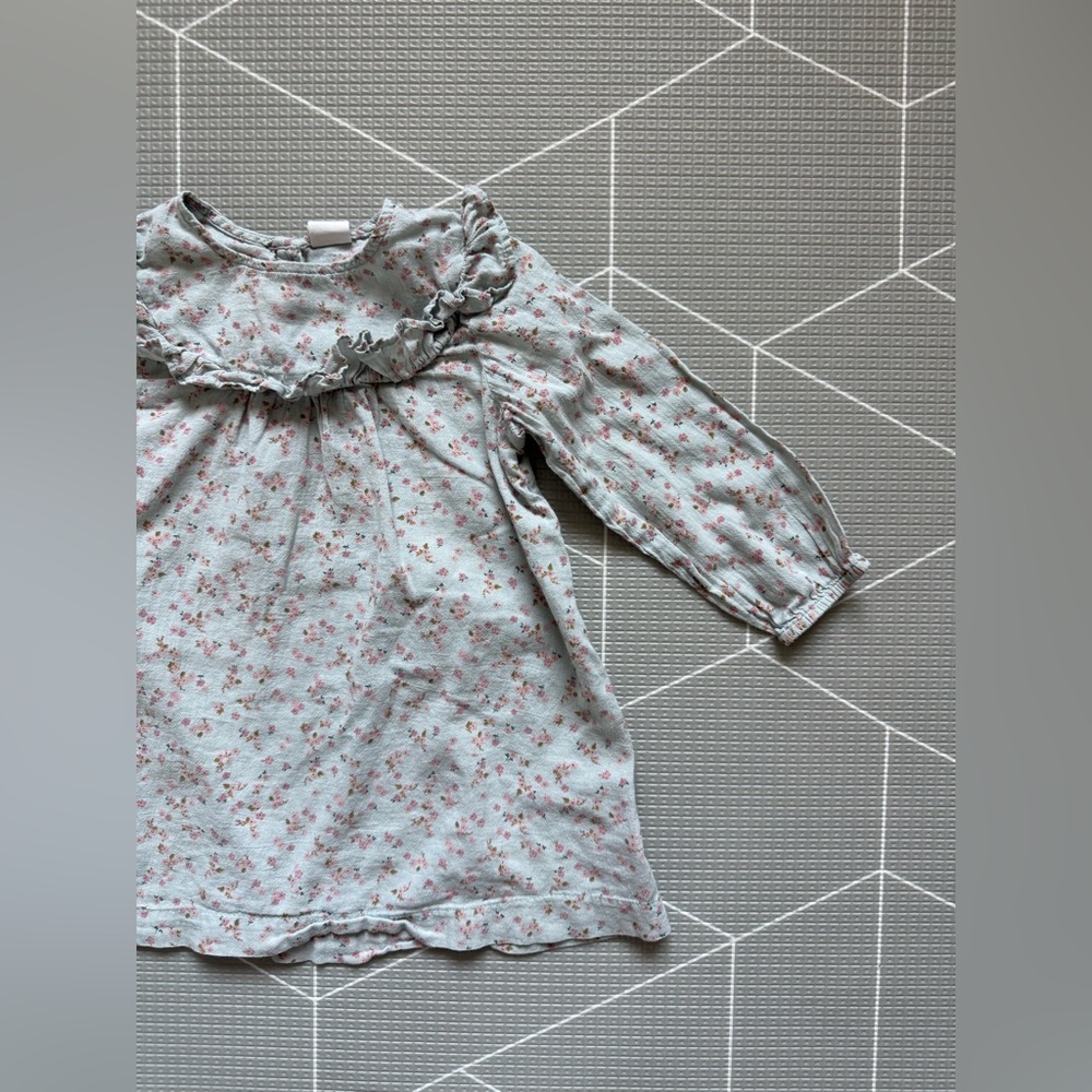 H&M|Baby girl/toddler long sleeve ditsy floral cottagecore dress w Ruffles•Boho